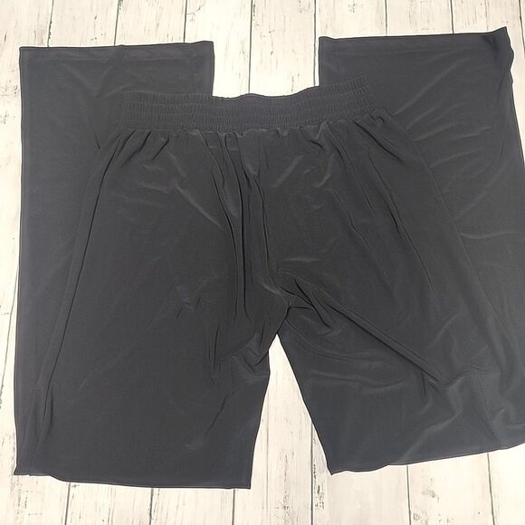 Iman Black Wide Leg Mid Rise Pull On Elastic Waistband Jersey Knit Pants Small - Picture 10 of 11